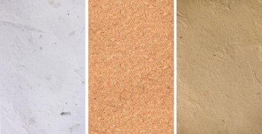 White paper, corkboard and brown artpaper textures clipart