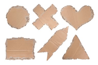 Cardboard with heart, circle, triangle, cross and arrow shape clipart