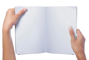 Hand open blank magazine clipart