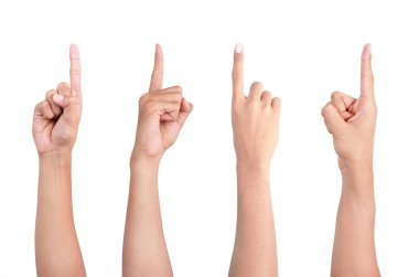 Finger pointing from four different angle of shot clipart