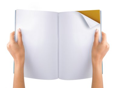 Hand open blank magazine clipart