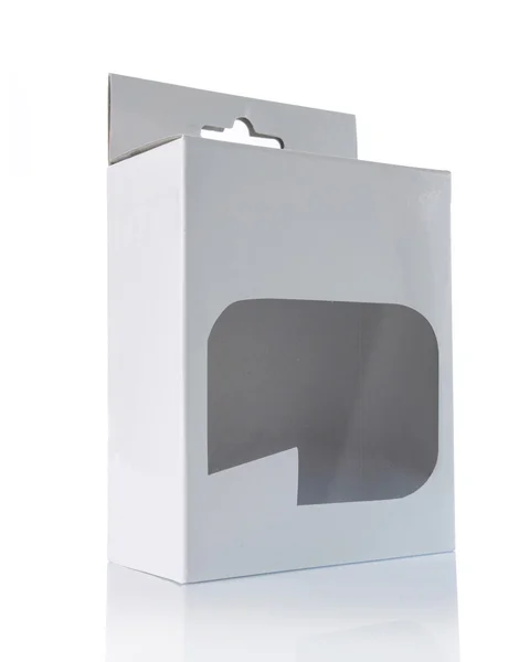 Witte doos met transparante kunststof venster — Stockfoto