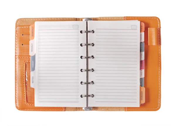 Ντοσιέ πορτοκαλί χάρτινο σημειωματάριο σπείρα — Φωτογραφία Αρχείου