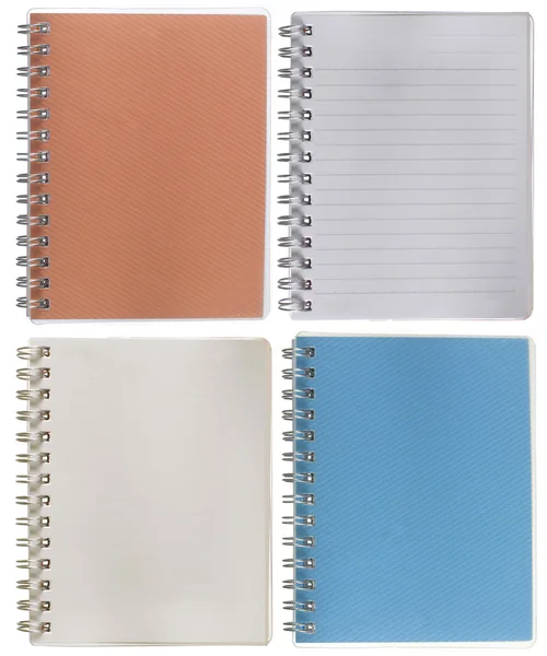 Notatnik brązowy i niebieski. na białym tle nad białym — Zdjęcie stockowe