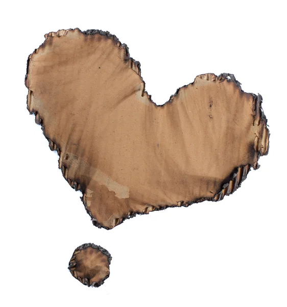 Burn torn cardboard heart and dot — Stock Photo, Image