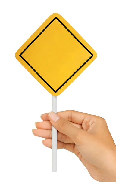 Pusty żółty znak drogowy — Zdjęcie stockowe