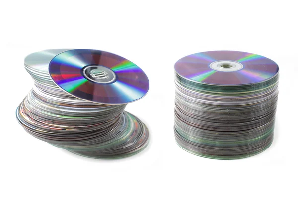 堆的 cd 和 dvd 光盘 — 图库照片