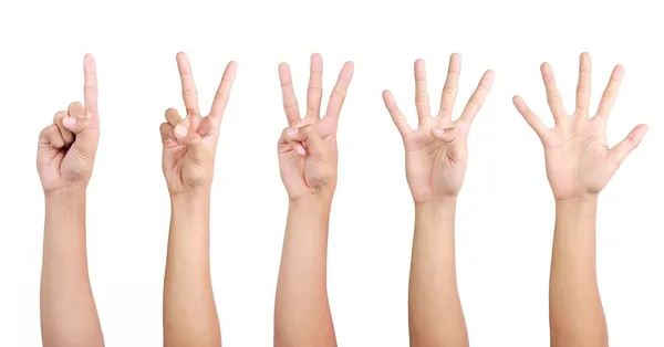 Hand gestures counting from 1 to 5 — Stock Photo, Image
