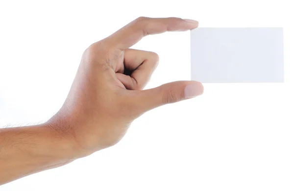 Hand und eine Karte isoliert auf weiß — Stockfoto