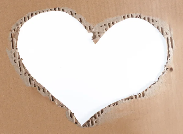 Love photo frame of torn cardboard — Stock Photo, Image