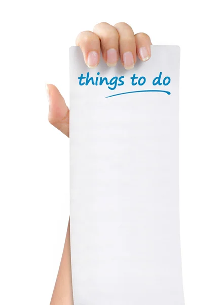 Mão segurando coisas para fazer nota de papel — Fotografia de Stock