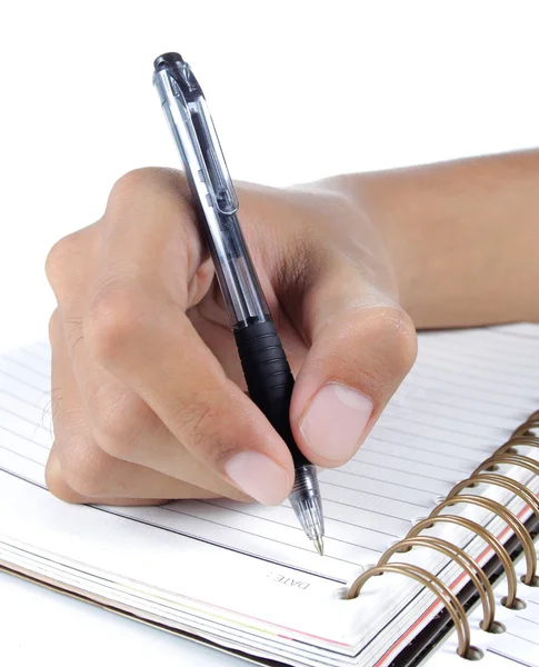 Ręczne pisanie na notatniku — Zdjęcie stockowe