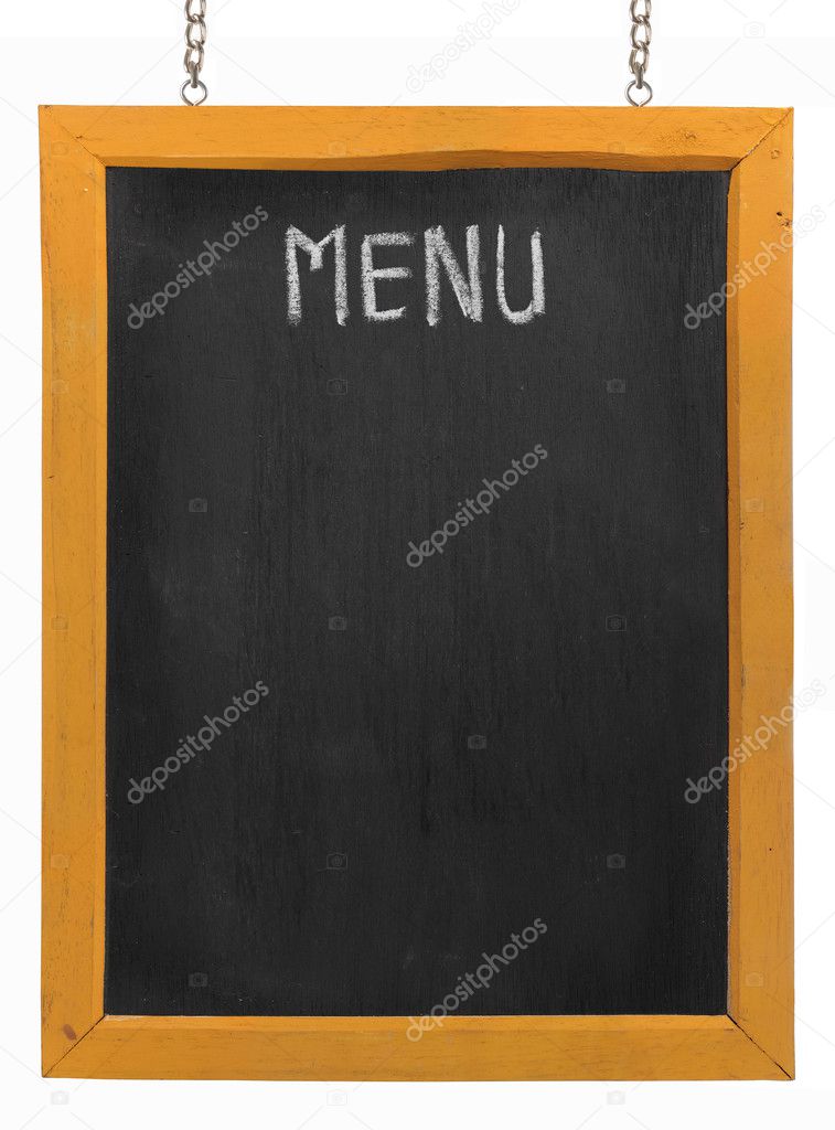 Restaurant menu board on blackboard