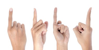 Hand pointing in four different angle of view clipart