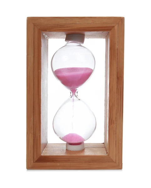 Reloj de arena con arena rosa —  Fotos de Stock