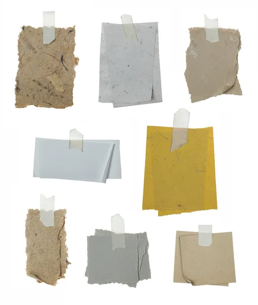 Set of 8 note papers taped — Stock Photo, Image