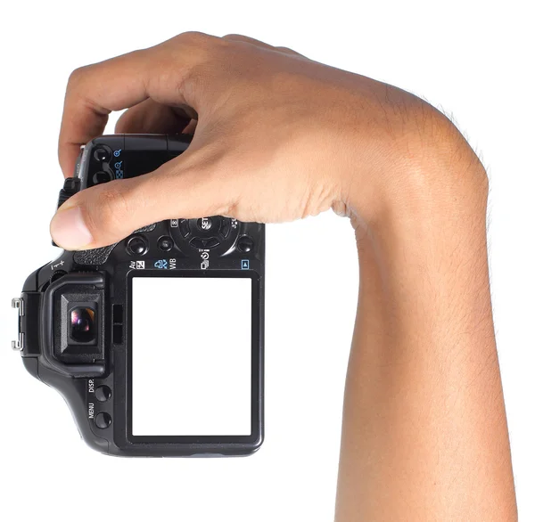 Photo camera in hand — Stock Photo, Image