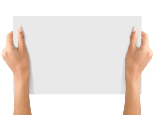 Hand open blank magazine isolated on white — Stock Photo, Image
