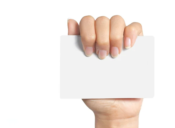 Hand som håller ett kort — Stockfoto