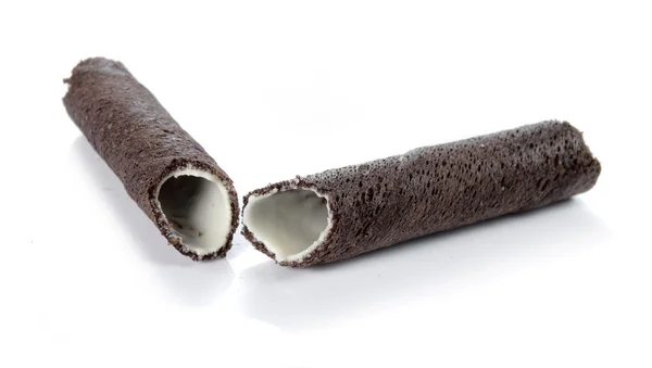 Chocolate rolled wafer — Stock Photo, Image