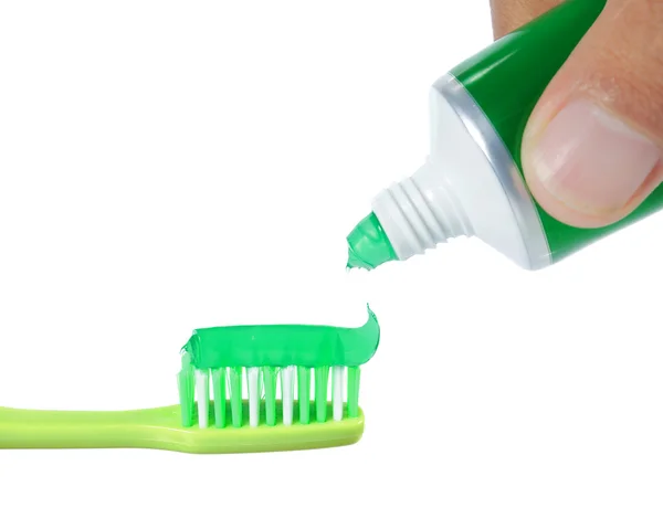 Tand borstel en tand plakken — Stockfoto