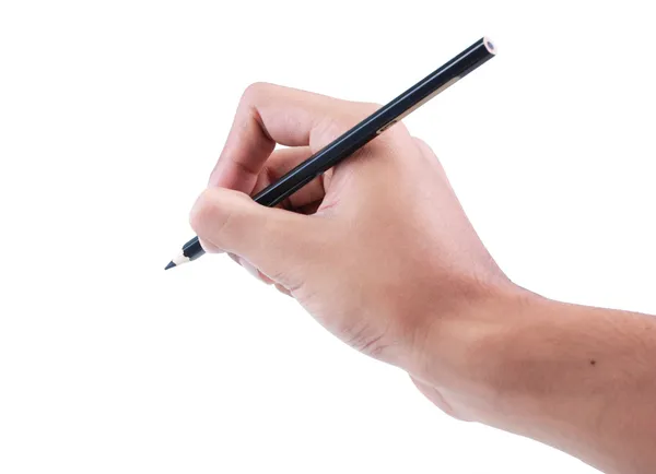 He writes with a pencil Royalty Free Stock Photos