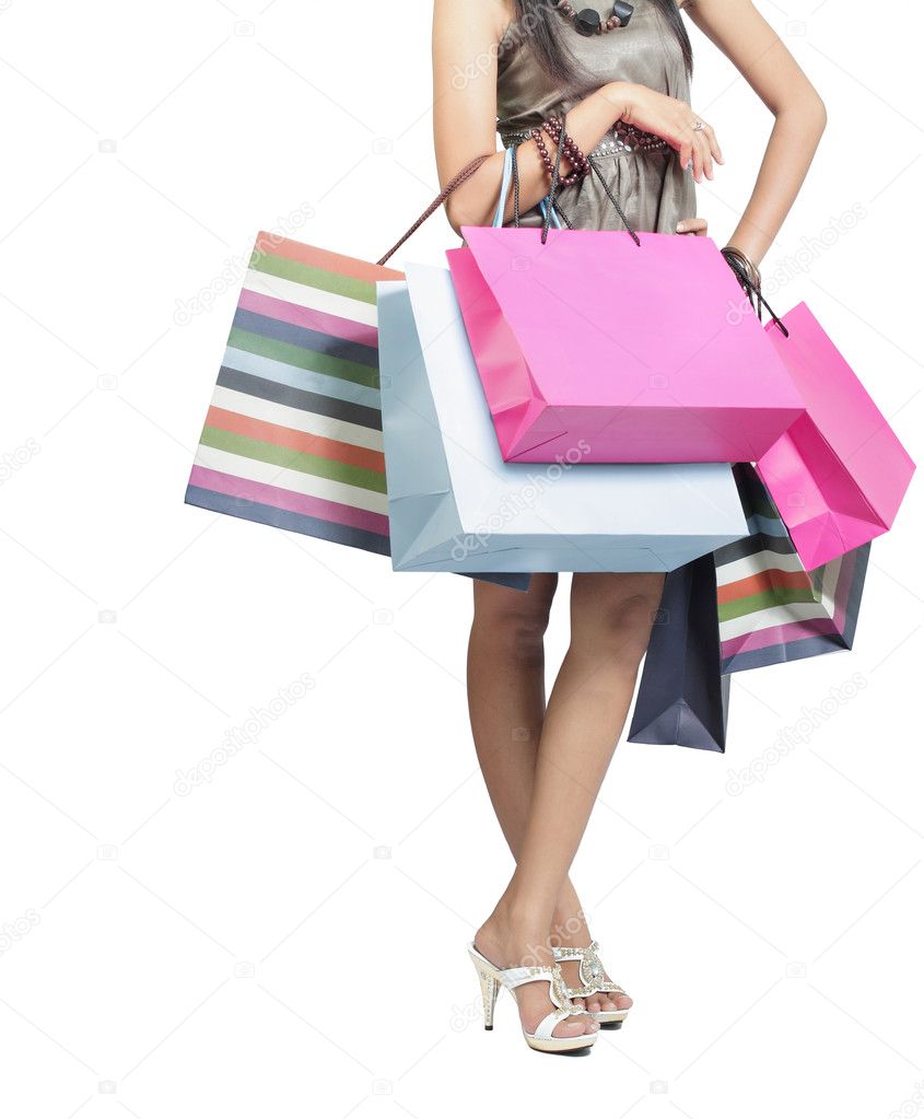 Mujer bolsas de compras images de droit, de Mujer con bolsas de compras Depositphotos