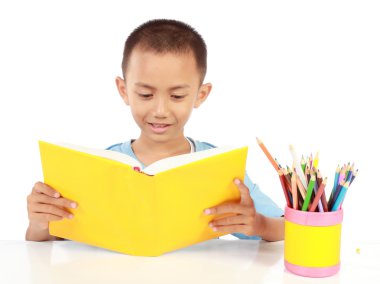 Child reading clipart