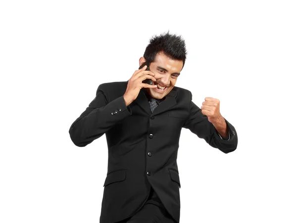 Happy businessman talking over the cell phone — Stock Photo, Image