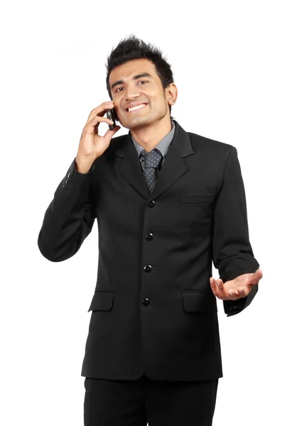 Knappe zakenman aan de telefoon — Stockfoto