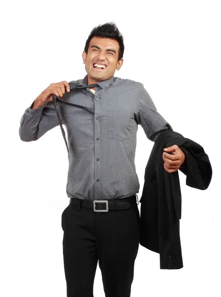 Втомився бізнесмен розв'язуючи краватку — стокове фото