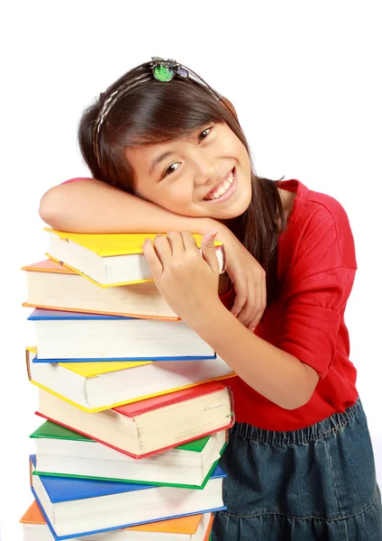 Κοριτσάκι με βιβλία — Φωτογραφία Αρχείου