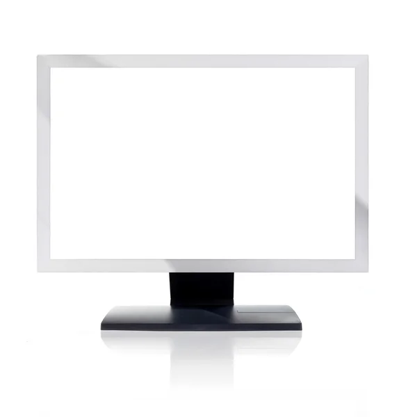 Computermonitor met leeg wit scherm — Stockfoto