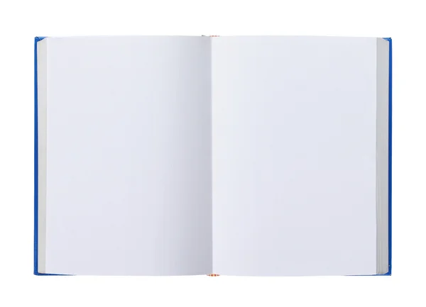 Aufgeschlagenes Buch mit leeren Seiten isoliert auf weiß — Stockfoto