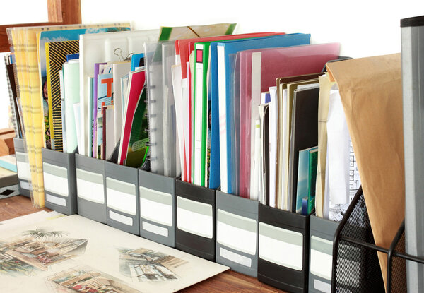 Filing cabinets in an office