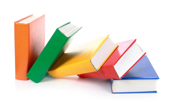 Muitos livros em branco coloridos caem — Fotografia de Stock