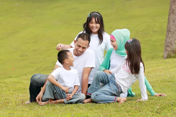 Happy family portrait outdoors — Stock Photo, Image