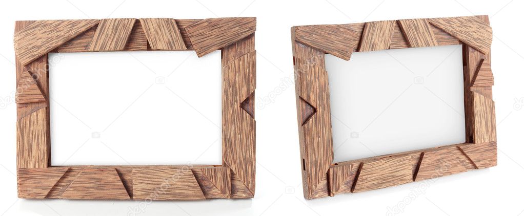 Photo of wood frame for a picture, isolated on white