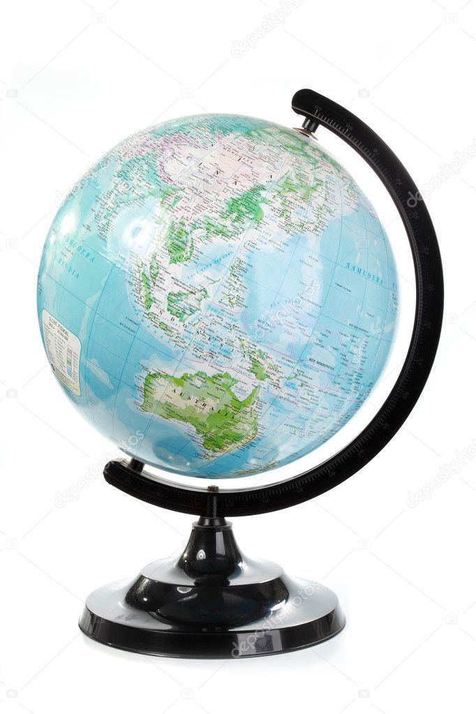 Globe of earth isolated over white