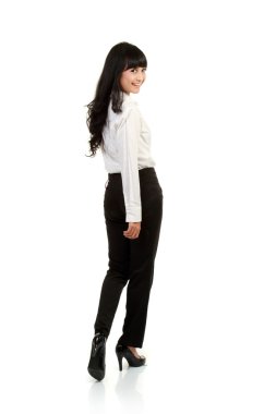 A portrait of asian business woman look back clipart