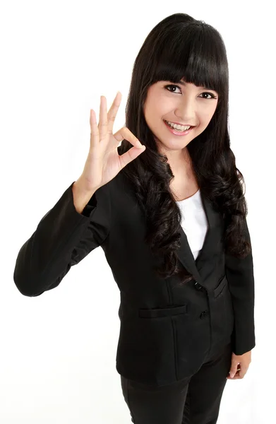 Business lady with thumb up — Stock Photo, Image