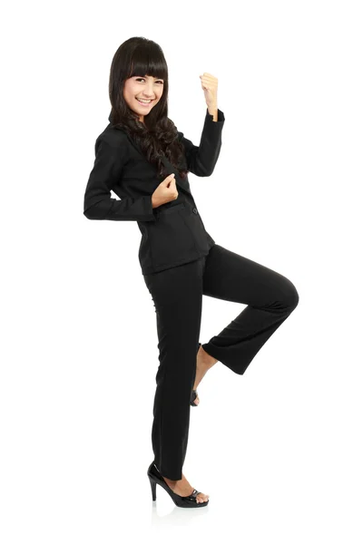 Excitado feliz asiático mulher de negócios — Fotografia de Stock