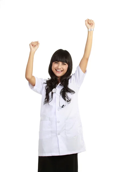 Enfermera feliz emocionado y alegre —  Fotos de Stock