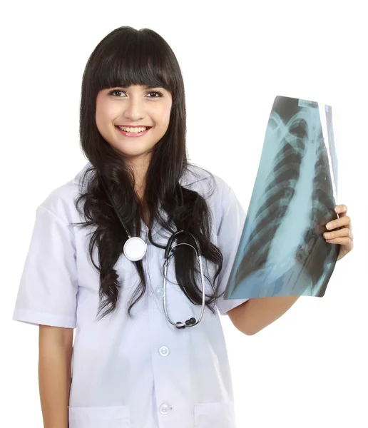 Female doctor holding an x-ray — Stock Photo, Image