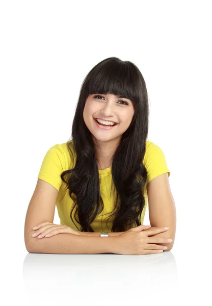 Portrait of a happy young woman smiling — Stock Photo, Image