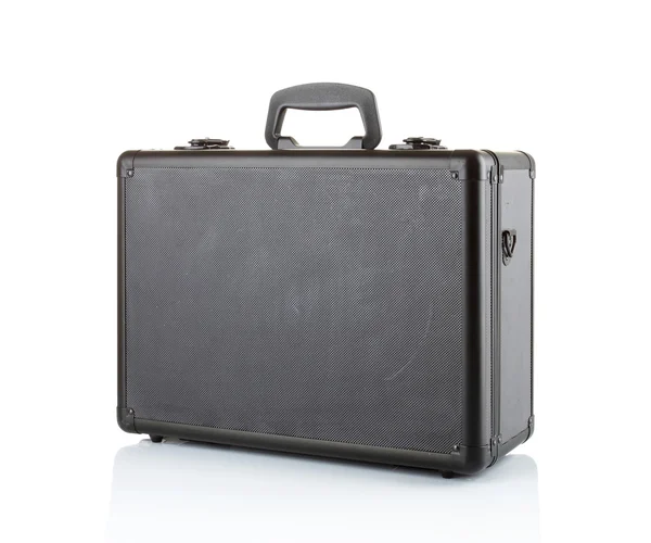 stock image Black padded aluminum briefcase