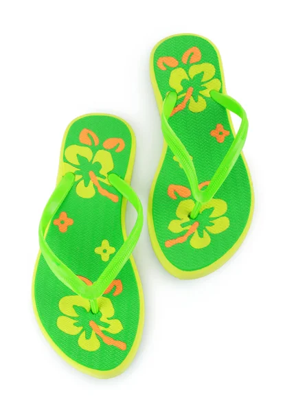 Пара зеленых пляжных сандалий — стоковое фото