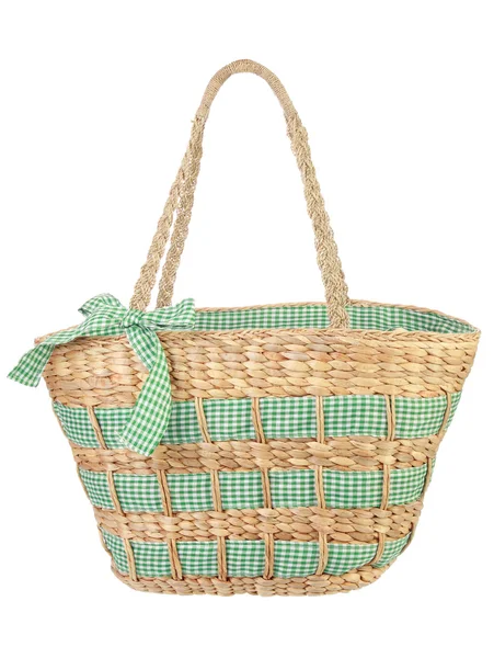 Beautiful green wicker bag — Stock Photo, Image