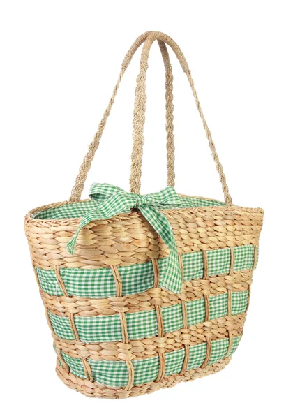 Eco friendly wicker shopping bag made of natural material — Stock Photo, Image