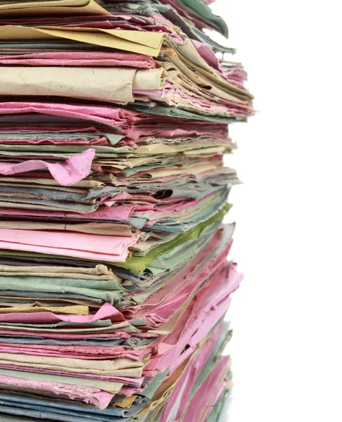 Stack of multicolored folders with documents — Stock Photo, Image